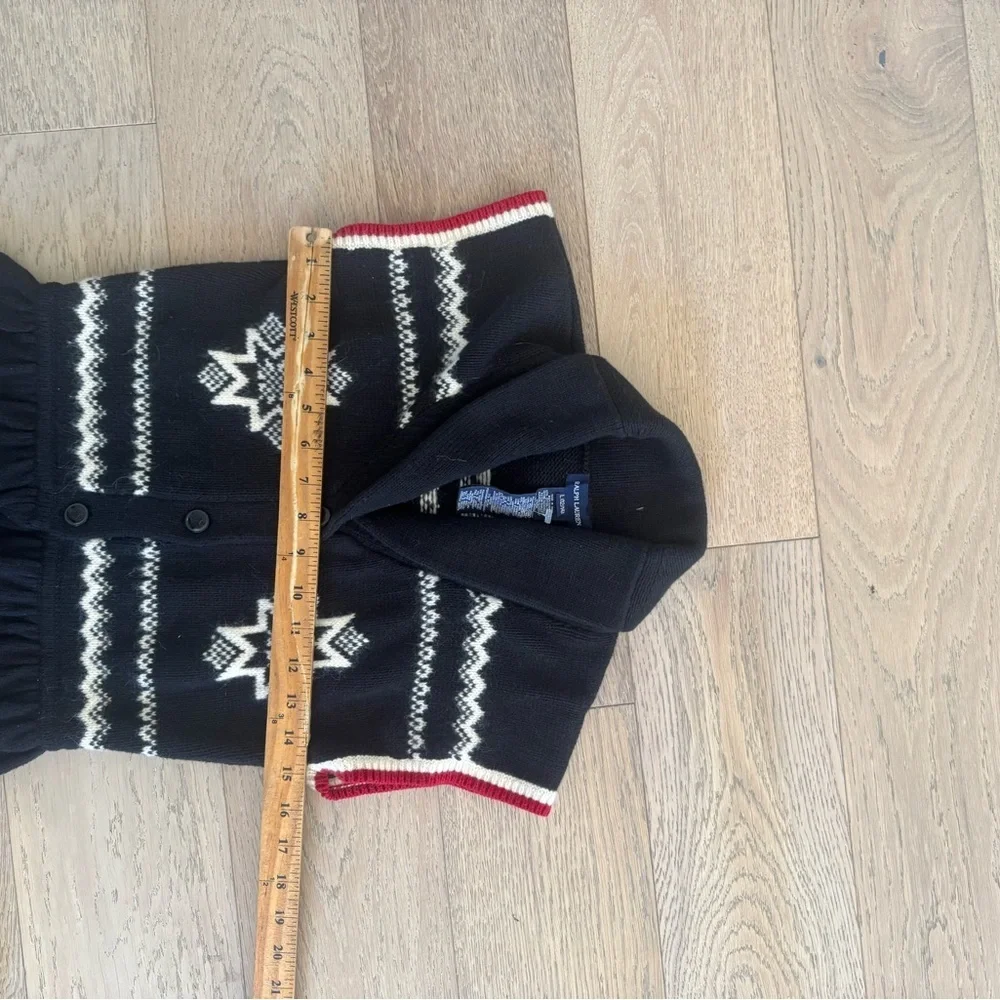Ralph Lauren Black Knit Peplum fair isle Vest large